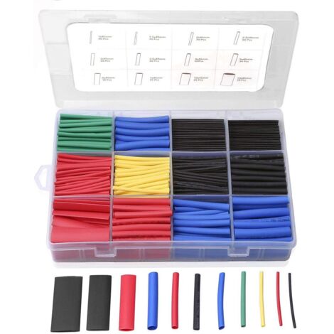 AGE Tube thermorétractable 560 pièces Tube d'isolation électrique manchon de câble thermorétractable 5 couleurs 12 tailles (1/5)