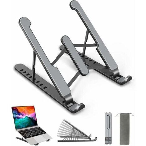 AGE Support Ordinateur Portable, Support PC Portable à 8 Niveaux Réglables, Laptop Stand en Plastique & Silicone Antidérapant & Alliage d'Aluminium, Compatible avec MacBook Air Pro, HP, 10-15,6\" (1/5)