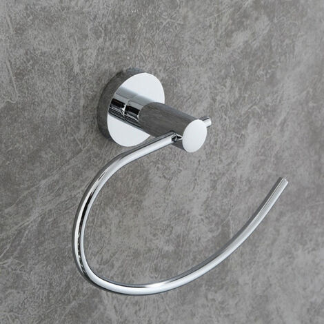AGE Anneaux porte-serviettes Porte-serviettes muraux Anneaux ronds pour serviettes de bain Étagères en alliage de zinc Finitions en métal chromé poli Porte-serviettes de salle de bain (1/4)