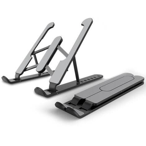 AGE Support pour ordinateur portable, support pour ordinateur portable réglable à 7 niveaux, support pour ordinateur portable en plastique antidérapant, silicone et alliage d'aluminium (1/3)