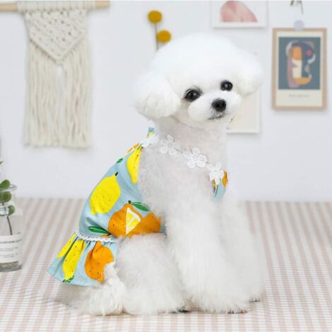 AGE Chien Robe Chiot Jupe Vêtements pour Chien Princesse Tutu Robe à Bretelles Mariage Coton Costume Chiot Fille Chat M, Bleu (1/4)