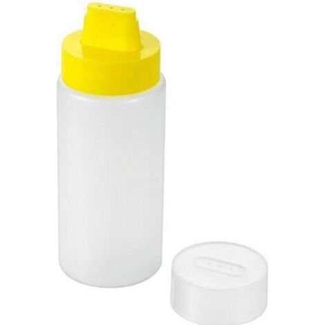 AGE 1 paquet de flacon compressible d'assaisonnement à quatre trous, flacon pulvérisateur d'assaisonnement en plastique, adapté au ketchup (jaune) (1/5)