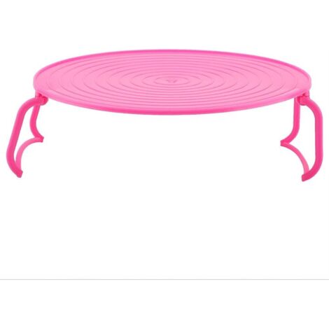 RGE Support de plateau pour micro-ondes, cuiseur vapeur en plastique multifonctionnel, support de vapeur en couches pour micro-ondes, support pour ustensiles de cuisson (rose) (1/5)