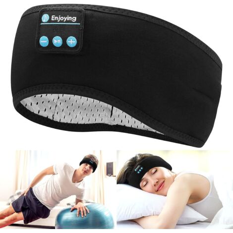RGE Bandeau Bluetooth,  Bandeau avec Écouteurs Réglables Bandeau de Sommeil Lavables Bandeau Casque Bluetooth Mains Libres pour la Course Yoga appels en Plein air, Noir (1/5)