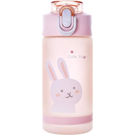 RGE 1 tasse d'eau en paille pour enfants, bouteille d'eau en plastique sans BPA de 500 ml, tasse d'étudiant (rose) (1/5)