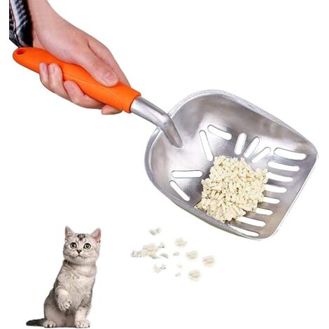 RGE Grande pelle à litière pour chat, pelle à litière pour chat, pelle à litière pour chat en métal, pelle à litière pour chat en métal robuste avec support (1/5)