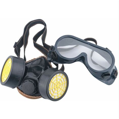 RGE Masque Respiratoire Filtrant Anti-Chimique Masque à Gaz Anti-Pollution Nocives Vapeur, Masque Cartouche Protection Soupape de Facile à Respirer, Lunettes (1/4)