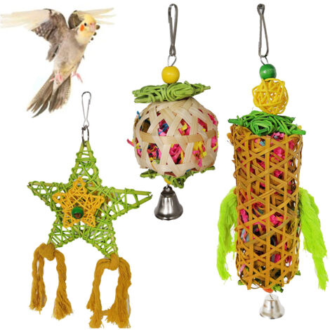 RGE BDD 3 pièces jouets pour oiseaux, blocs de construction suspendus colorés jouets pour perroquets, perruches, perruches, aras (1/5)