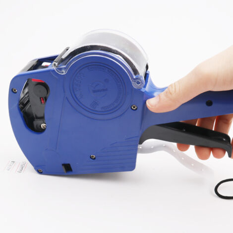 RGE MX-5500EOS Etiqueteuse de prix à 8 chiffres, étiqueteuse de fixation de prix avec rouleaux d'étiquettes et rouleaux encreurs pour bureaux, magasins et épiceries - bleu