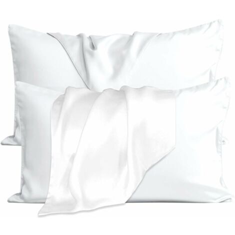 RGE BDD 2 pièces 50x75cm taie d'oreiller en soie pour les cheveux et la peau. Housse de coussin zippée double face en pure soie de mûrier 19 Momme (blanc) sans âme