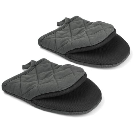 RGE 1 paire de gants de four courts en silicone, résistants à la chaleur jusqu'à 500 degrés, surface antidérapante et gants à anneaux suspendus, cuisson, grillades, lavables en machine (gris) (1/5)