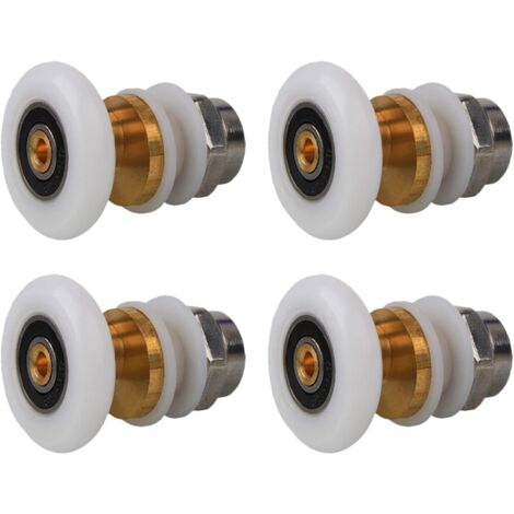 RGE Roulettes Porte de Douche 20mm, Roulette Porte Coulissante Douche en Laiton 4 Pièces pour Rouleau pour Remplacement de Douche Coulissante Verre Porte Coureurs Rouleaux (20MM) (1/5)