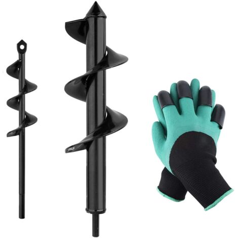 RGE BDD Mèche Jardin Tarière Ø 80 et Ø 40 mm 2 Pièces, Forets de Jardin en Spirale, Outil de Plantation Pratique pour Faire Rapidement Trou et Planter des Fleurs Arbres Arbustes (1/5)