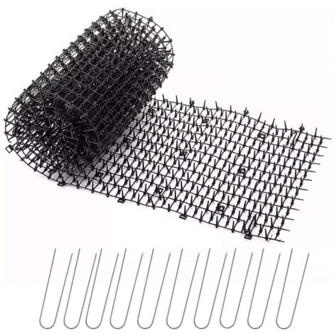 RGE Tapis Anti Chat Jardin avec Pointes 200281,8 CM avec 10 Piquets en Métal, Noir (1/5)