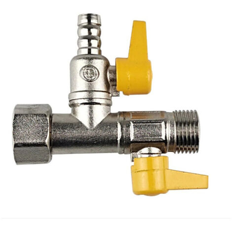 RGE Vanne 3 Voie Raccord T et wc 3 Voies Douchette G 1/2 Vanne de Dérivation de Douche à 3 Voies Valve de Douche en Laiton avec 3 Rondelles en Caoutchouc pour Salle de Bain, Cuisine (1/4)