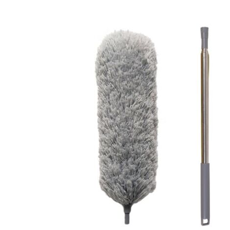 RGE Plumeau Poussière,Plumeau Télescopique,Plumeau Microfibre avec Poignée en Acier Inoxydable,Plumeau Lavable Parfait pour Éliminer la Poussière chez Vous ou dans Votre Voiture2.5m Gris