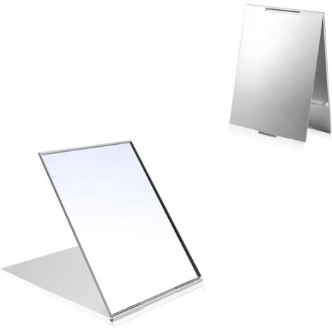 RGE Lot de 2 miroirs pliants Portables Ultra-Minces, Coque en Aluminium, Facile à Transporter, Miroir de Maquillage de Voyage, Miroir de courtoisie, Mini Taille, 8,5x 5 cm (1/5)