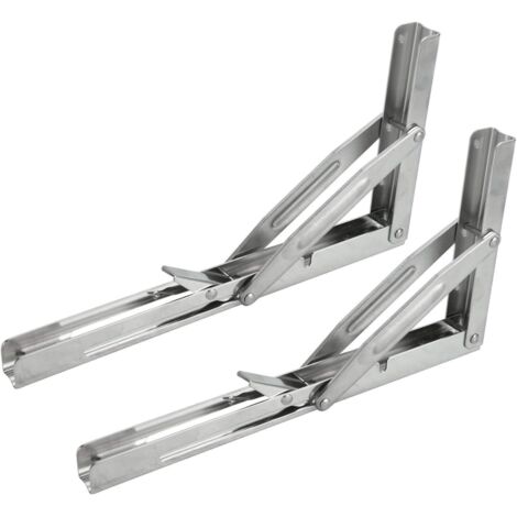 RGE BDD Console pliante robuste, supports de montage mural en acier inoxydable poli pour tables, bancs et étagères (1/5)