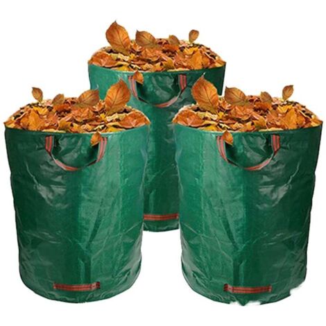 AGE Sac à feuilles caduques en PP sac de rangement étanche plante de jardin sac de collecte de feuilles de grande capacité rangement pliable 72 gallons/272L/6776cm vert 3 pièces (1/5)