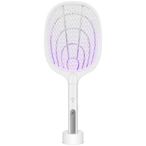 AGE Raquette électrique 2 en 1 pour moustiques, répulsif contre les insectes, tapette à mouches, répulsif contre les insectes et anti-insectes, charge USB de 3000 volts (1 paquet)