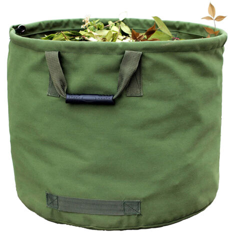 AGE Sac de Jardinage 125L Extra-Robuste avec Poignées, Sac de Ramassage Feuilles Verte avec Toile Militaire (H45.7 cm, D55.8 cm) (1/5)