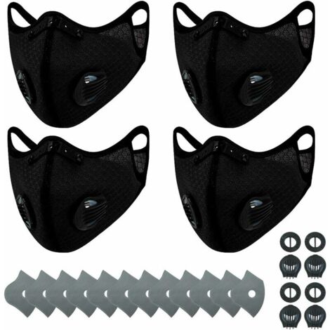 AGE 4 masques anti - poussière sport + 12 filtres à charbon actif pour des activités de plein air réutilisables et respirantes (1/5)