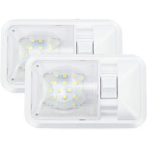 AGE Plafonnier LED 12 v RV 280 LM, plafonnier pour remorque, caravane avec interrupteur (2 PCS blanc positif) (1/5)