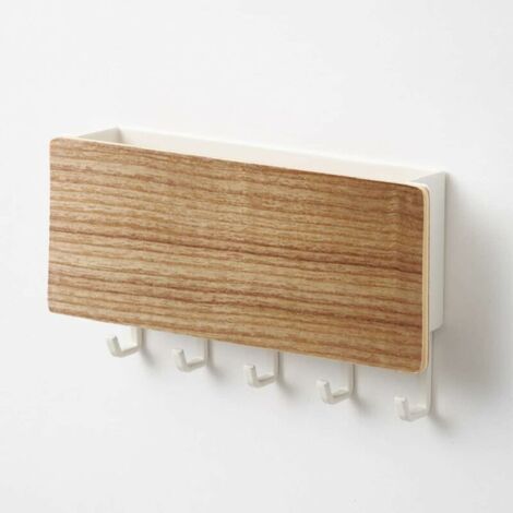 AGE Porte-courrier en bois et crochet pour boîte à clés porte-clés porte-courrier mural en bois non poreux 5 crochets en bois avec 5 crochets en plastique combinaison pince à courrier et crochet à clé (1/5)