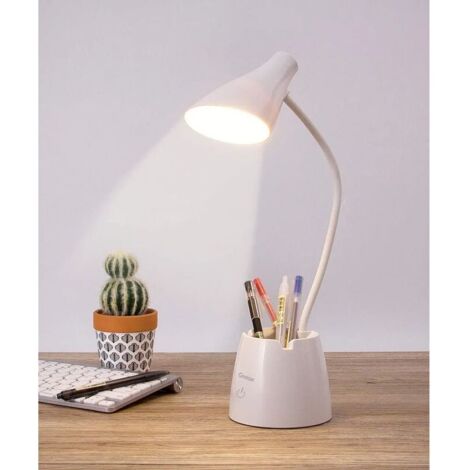 AGE Lampe de bureau à intensité variable avec protection des yeux, lampe de bureau LED avec 3 modes d'éclairage, lampe de bureau sans fil rechargeable 4000 mAh avec porte-stylo et support de téléphone