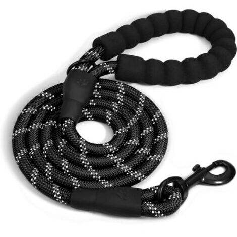 AGE Laisse de corde de chien avec poignée rembourrée douce, haute lumière réfléchissante, laisse de chien en nylon 150CM pour chien de grande ou moyenne taille, corde de promenade de chien pour courir (1/5)