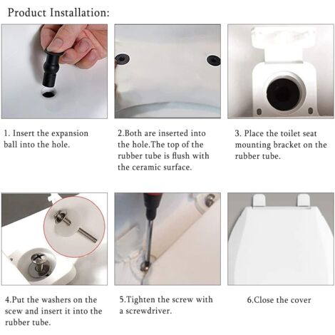 AGE 4 Pcs Abattant WC Fixations Charnières, Vis D'expansion pour Couvercle de Toilette Fixation Abattant WC Vis pour Lunette Toilette Ensemble, Pièces de Rechange pour Couvercle de Toilette
