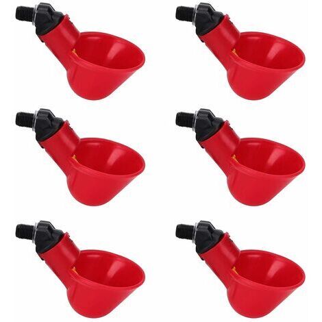 AGE Bol d'eau pour poulets bac d'eau pour poulets bac d'eau pour oiseaux pour pigeons bac d'eau pour poulets 6 pcs (rouge) (1/5)