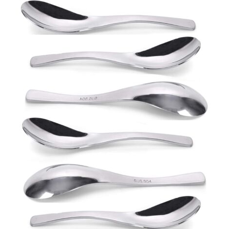 AGE 6pcs Cuillères en Acier Inoxydable 304 Cuillères épaissies pour la Maison, Cuillères en Acier Inoxydable, Convient pour les Salades, le Curry, les Desserts à la Crème et les Plats Chauds, 16cm (1/5)