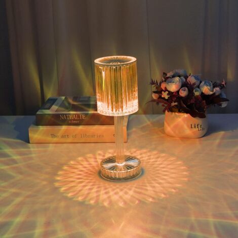 AGE Lampe de Table en Cristal - Lampe de Table LED Diamant avec 16 Couleurs - Lumière d'Ambiance Rechargeable - Commande Tactile et Télécommande (1/5)