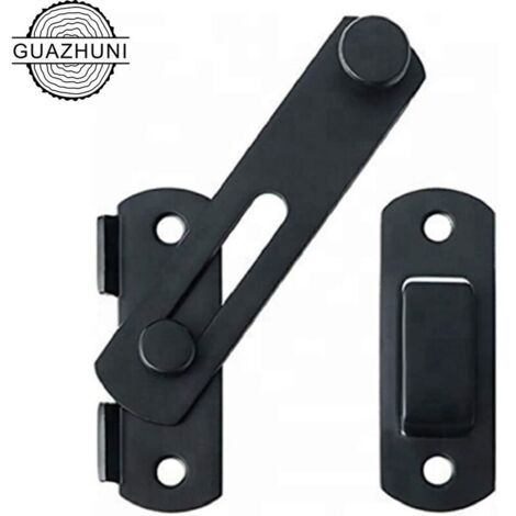 AGE Loquet de porte Loquet de porte en acier inoxydable de haute qualité, adapté au loquet coulissant de porte et fenêtre loquet de grange, ménage, extérieur (Noir) (1/5)