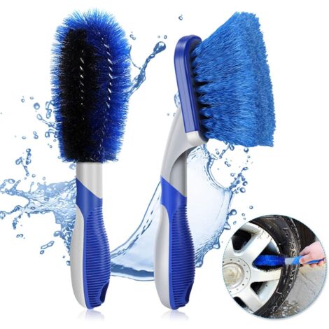 AGE Brosse de Nettoyage pour Voiture,Brosse Nettoyage Jantes enjoliveurs 2PCS (Bleu),Brosse de Lavage de Jantes protégeant Les Surfaces - Brosse de détail pour Voiture, Moto et CIE (1/5)
