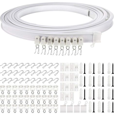 AGE 5 Mètres Rail de Plafond Pliable Rail de Rideau Incurvé Montage de Rideau de Plafond Flexible Rail de Fenêtres Courbes pour Rail de Rideau avec Système de Rail Rideau Lit Diviseur, Rail de Plafond (1/5)