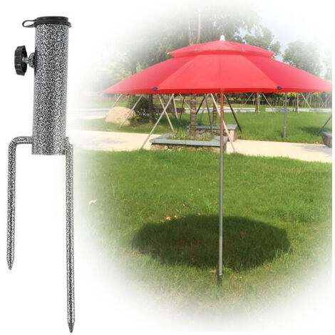 AGE Piquet De Sol Pour Parasol Parasol à Cheville Parapluie De Plage Ancrage De Sable Piquet Parasol Pied De Parasol En Fer Parasol Accessoires Fixation Pour Balcon Pour Tiges De Parasol Épaisseur 28-