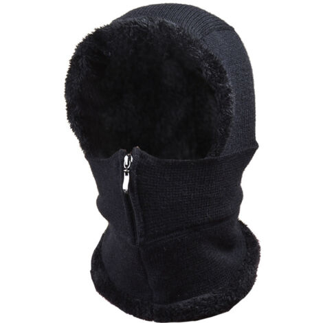 AGE Cagoule chaude d'hiver, bonnet à col élastique, bonnet écharpe pour masque facial, bonnet de ski coupe-vent chaud (1/3)