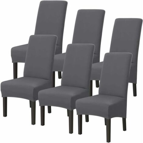 AGE 6PCS Housse de Chaise de Salle à Manger Universelle Extensible Microfiber Lavable Housses de Chaises pour Mariage Hôtel