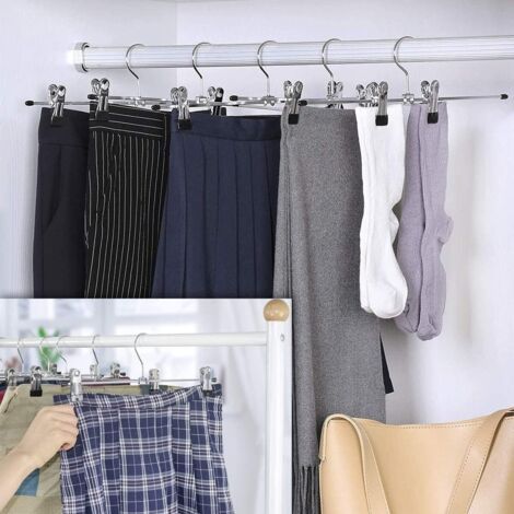 Lot De 20 Pinces à Cintres En Velours Gris - Antidérapantes Pour Pantalons Et Jupes