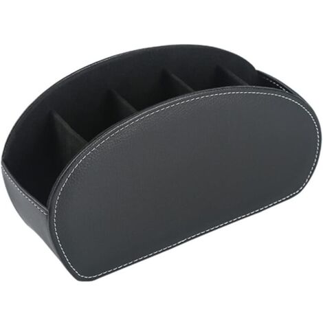 Support de télécommande en cuir PU, organiseur multifonction avec 5 compartiments, boîte de rangement pour télécommandes TV, crayons, pinceaux de maquillage (1/5)