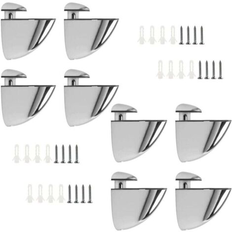 Support D'étagère en Verre Réglable, 8 Pièces Support Etagere Verre, Pince Verre Réglables en Alliage de Zinc pour Étagère en Bois/Verre de 3 à 14 mm Épaisseur (1/5)