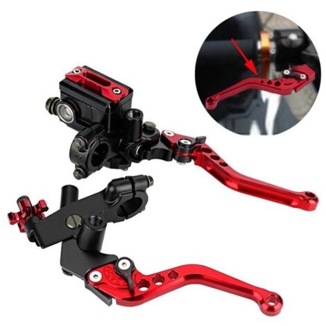 Leviers de maître-cylindre 1 paire 7/8 \'(22mm) universel moto frein embrayage maître-cylindre réservoir moto frein Rouge