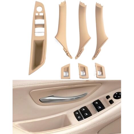 7PCS Kit poignée de porte pour BMW Série 5 F10 F11 520 530,accoudoir de fenêtre côté conducteur + poignée de porte passager+couvercles d'interrupteur de fenêtre pour 523 525 528 535 (2010-2016)-Beige (1/5)