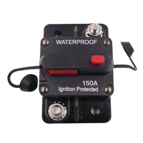 Disjoncteur de Voiture 150A, DC 12V - 48V Disjoncteur étanche avec Réinitialisation Manuelle pour Moteur Auto Voiture Marine Bateau Vélo Stéréo Audio (1/5)