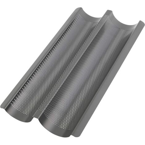 Moule à baguette en anthracite perforé, cuisson 2 baguettes, facile à utiliser et nettoyer. (1/4)