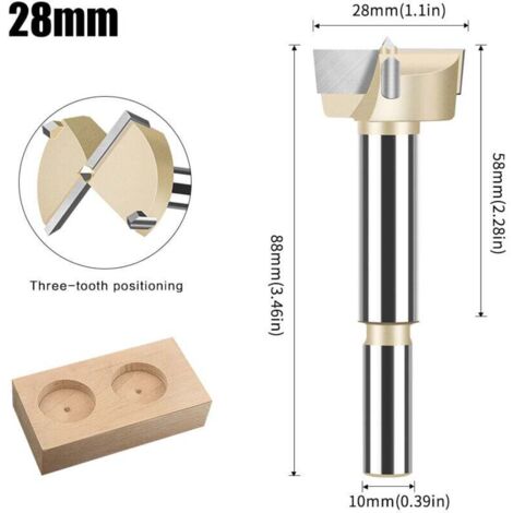 28mm Fraise Foret Forage Mèche à Bois Drill Bit Bois Charpentier Charnière (1/4)