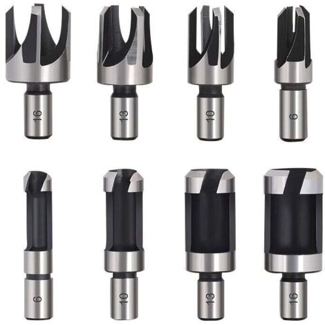 Tourillon Bois 8PCS HSS Foret Bois Fraise à Bouchonner Bois outil de coupe bois Mèches des Bouchons Wood Plug Cutter Drill Bits 6mm /10mm/13mm/16mm Petite Fraise Bois Pour Perceuse (1/3)