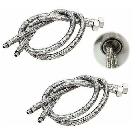Tuyau de raccordement G 3/8 DN6 60 cm de long pour robinets, tuyau d'eau flexible fileté à compression 2 pièce (1 paire) (1/4)